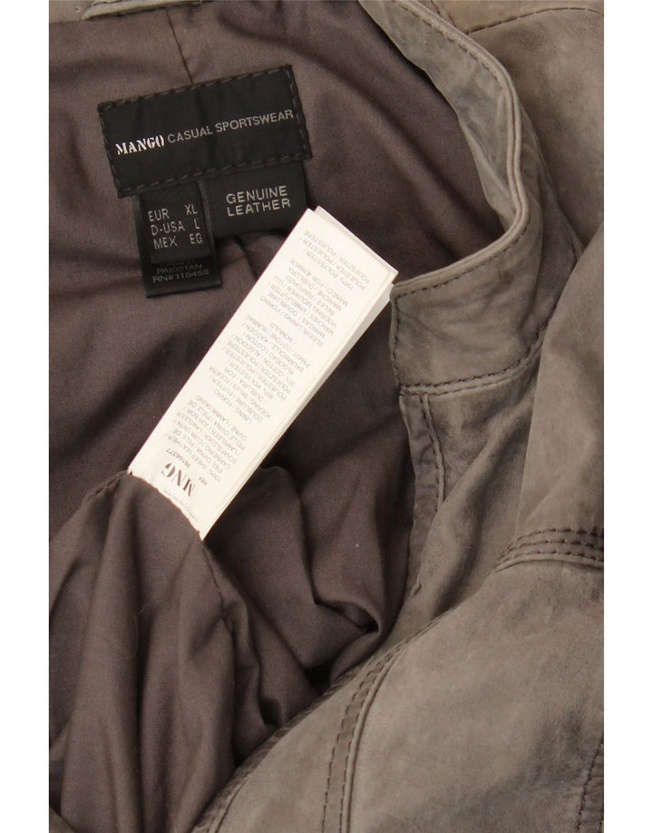 Giacca in pelle scamosciata da donna Mango UK 16 Grande pelle di pecora grigia