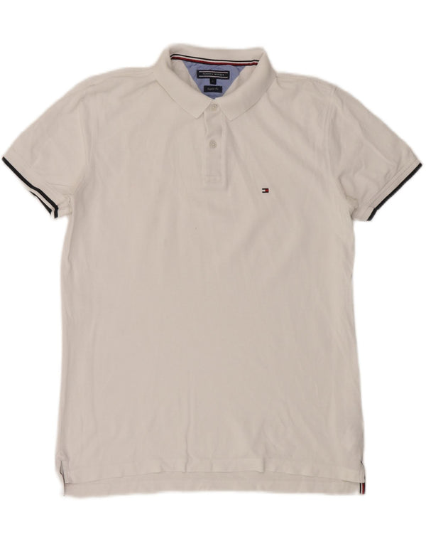 TOMMY HILFIGER Polo da uomo vestibilità regolare grande cotone bianco