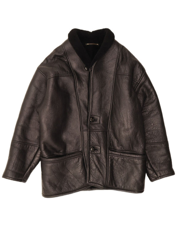 Giacca in shearling vintage da uomo IT 50 grande in shearling nero