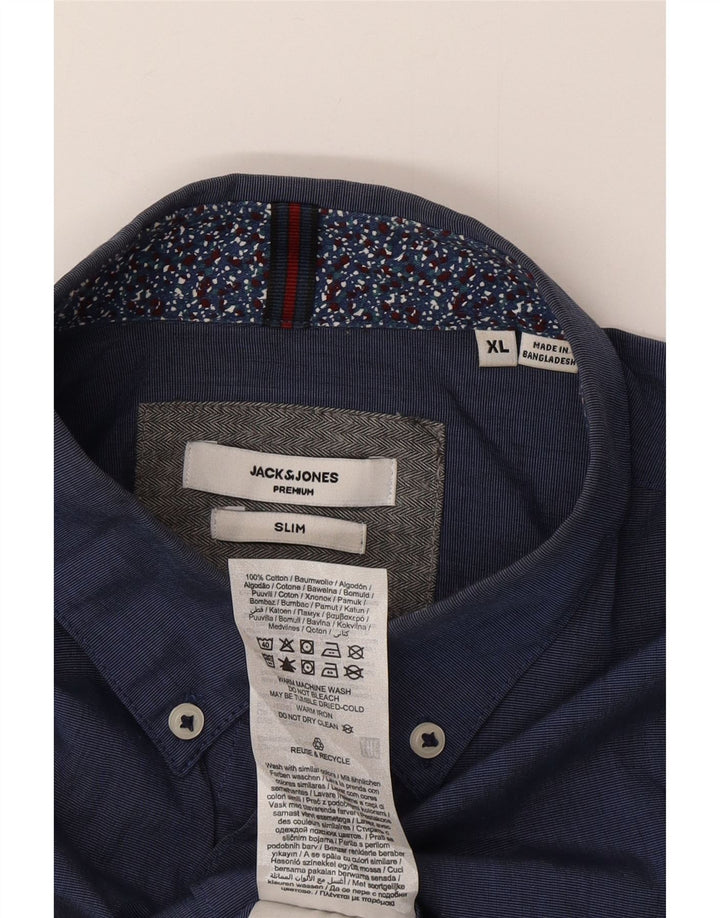 Camicia slim da uomo Jack & Jones XL in cotone blu