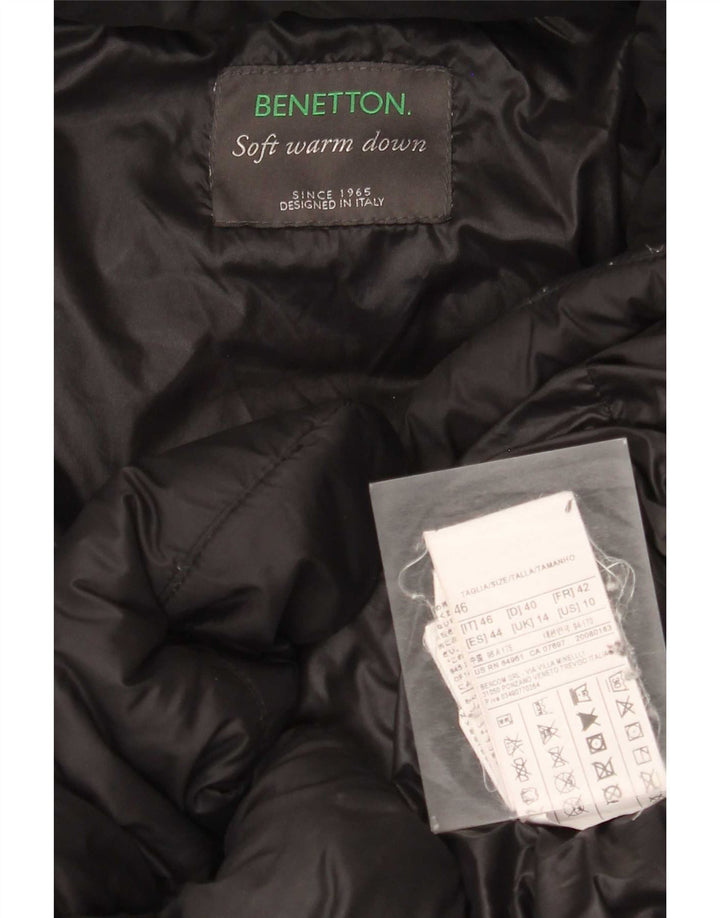 Cappotto imbottito con cappuccio da donna Benetton UK 14 medio nero in poliammide