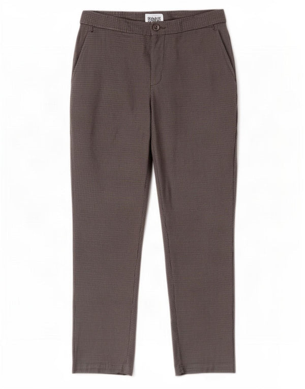 Pantaloni chino slim corti da donna Zara EU 38 piccoli W28 L26 pied de poule grigio