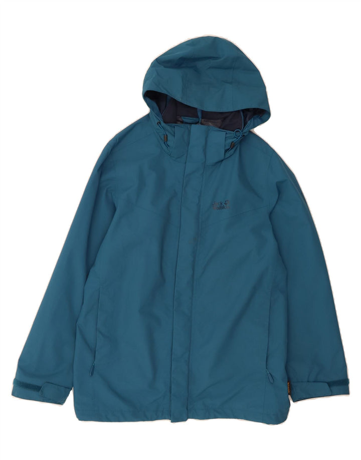 JACK WOLFSKIN Mens Hooded Windbreaker Jacket UK 36 Small Blue Polyamide Vintage Jack Wolfskin and Second-Hand Jack Wolfskin from Messina Hembry 