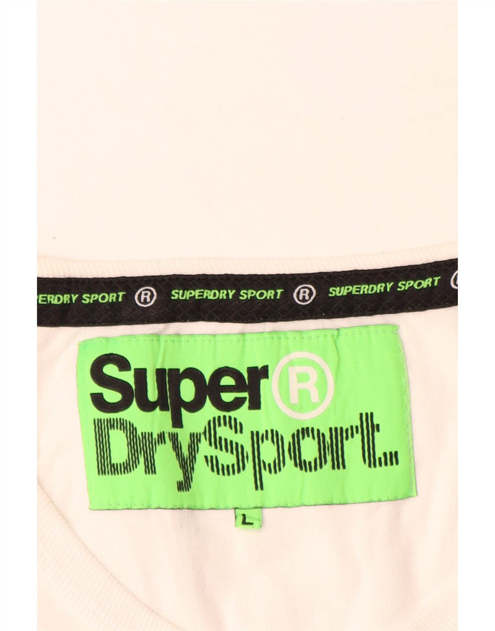 Canotta grafica da donna Superdry UK 16 grande cotone bianco