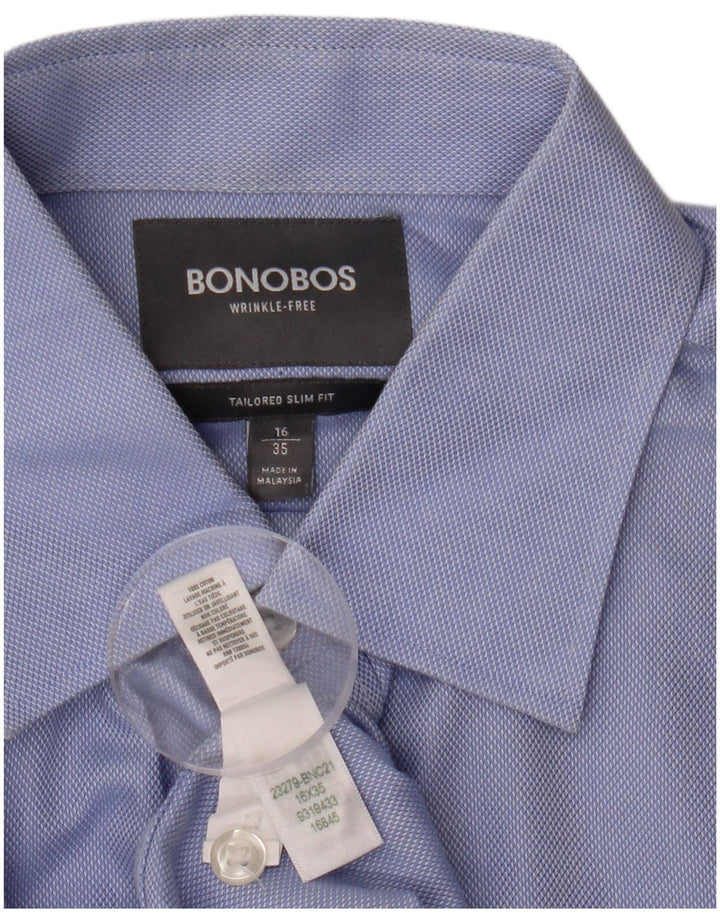 BONOBOS Camicia da uomo slim fit su misura taglia 16 grande cotone blu