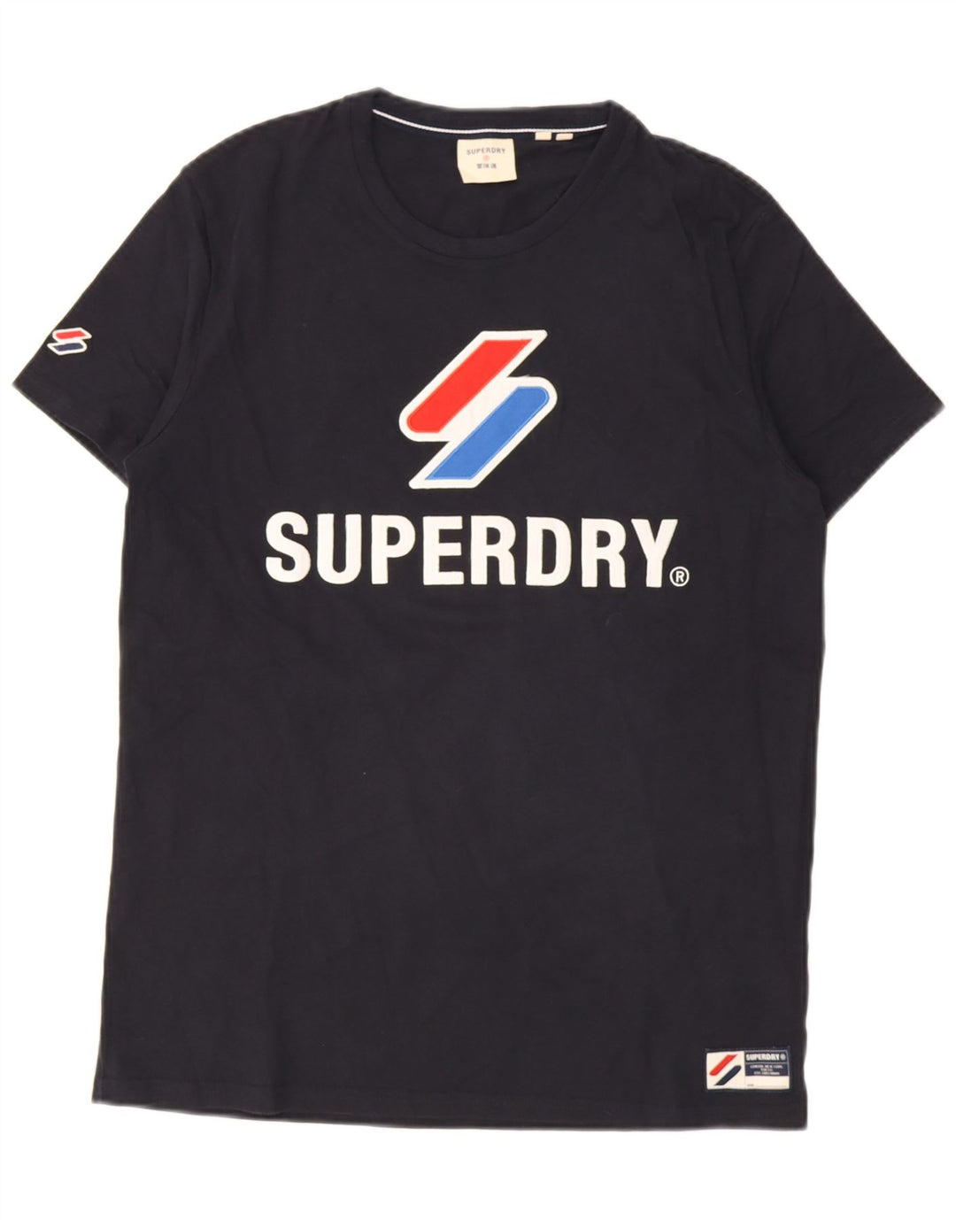 T-shirt grafica da uomo Superdry Top grande in cotone blu navy