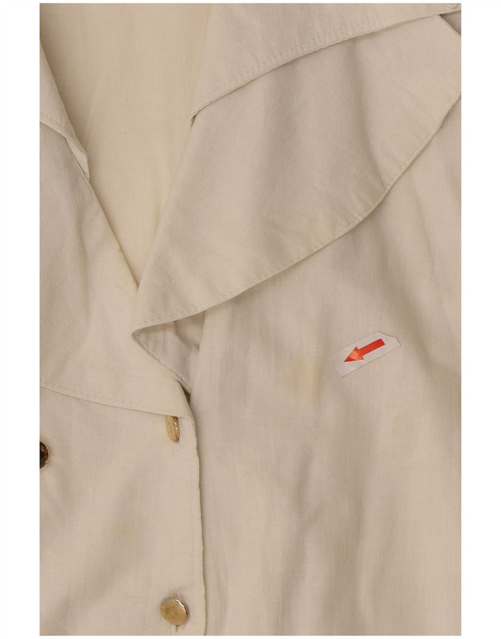 Camicetta camicia doppiopetto vintage da donna UK 16 grande bianca