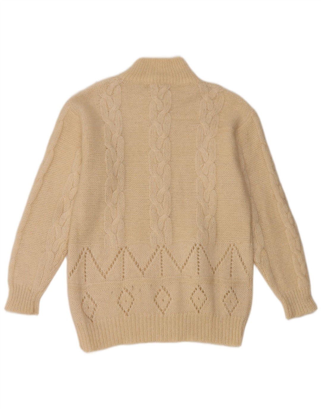 Maglione maglione vintage da donna con collo dolcevita UK 14 bianco medio