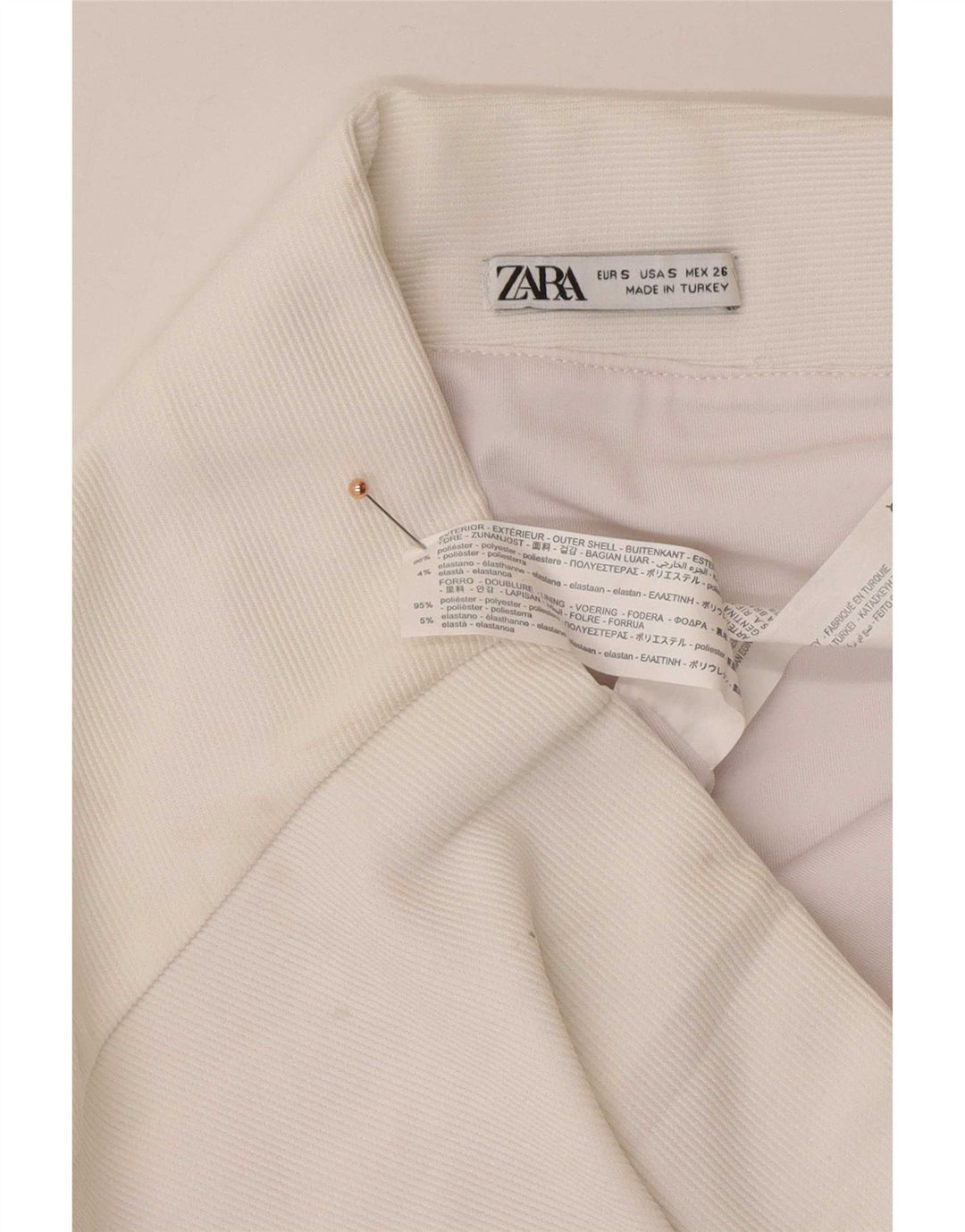 Minigonna Zara da donna piccola W26 poliestere bianco