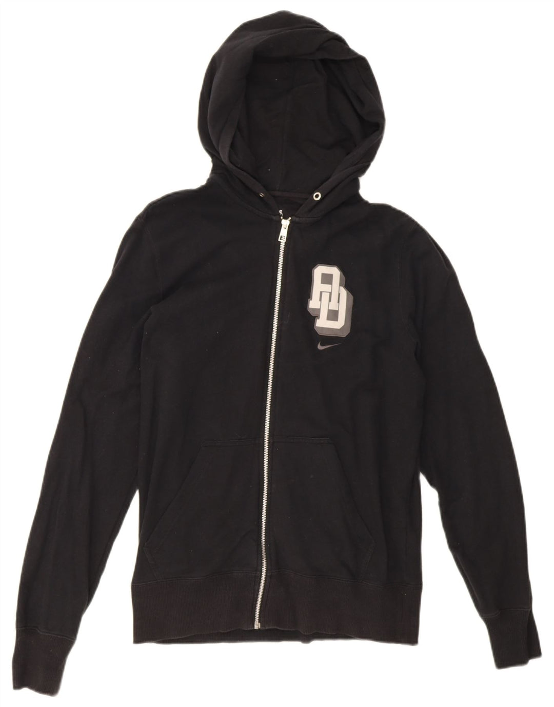 Felpa con cappuccio e zip grafica Nike da uomo in cotone nero medio