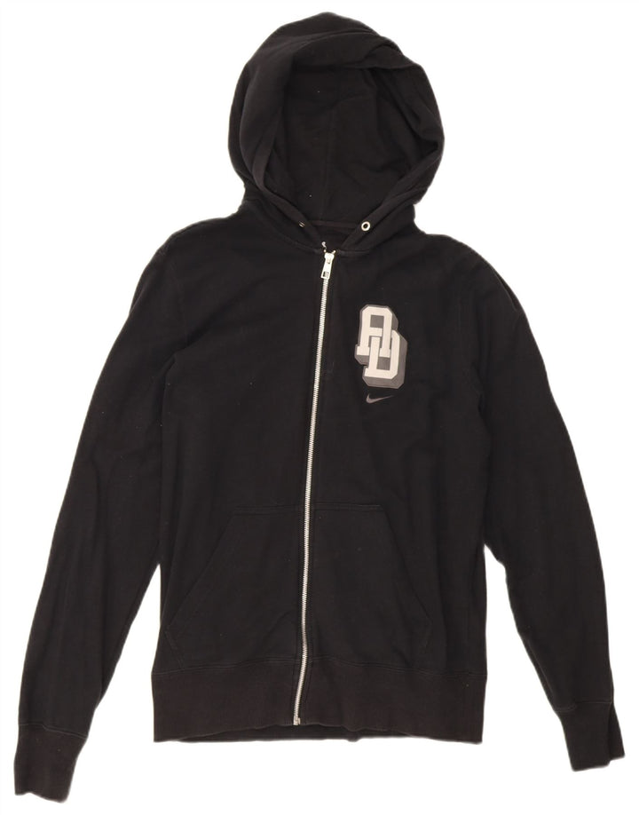 Felpa con cappuccio e zip grafica Nike da uomo in cotone nero medio