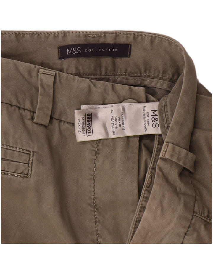 Pantaloncini chino da donna Marks & Spencer UK 12 medi W30 cotone kaki