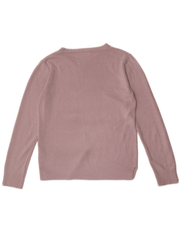 Maglione maglione girocollo da donna Marks & Spencer UK 10 piccolo acrilico rosa