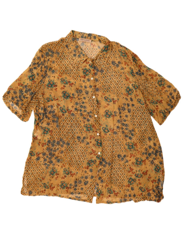 ELENA MIRO Camicia a maniche corte da donna Camicetta UK 20 2XL Giallo floreale