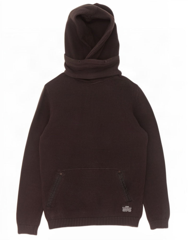 Jack & Jones Maglione con cappuccio da uomo grande in cotone nero