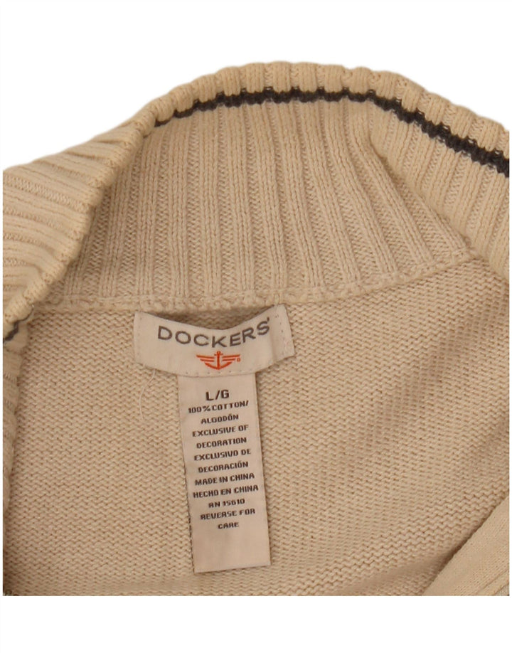 Maglione da uomo con zip e collo Dockers, grande, in cotone bianco sporco