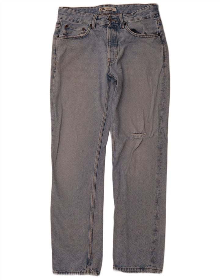 Jeans dritti effetto vissuto ZARA da uomo EU 38 piccolo W30 L30 blu
