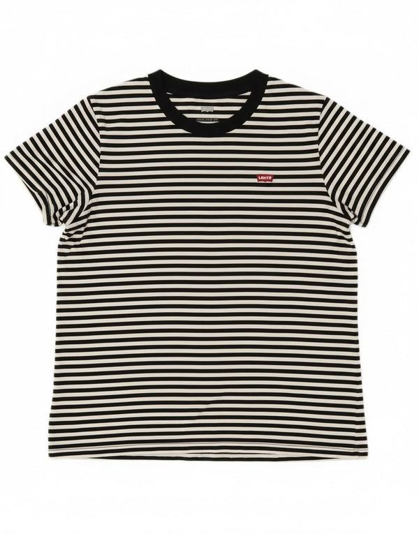T-shirt da donna Levi's Top UK 14 grande cotone a righe nere in stile nautico
