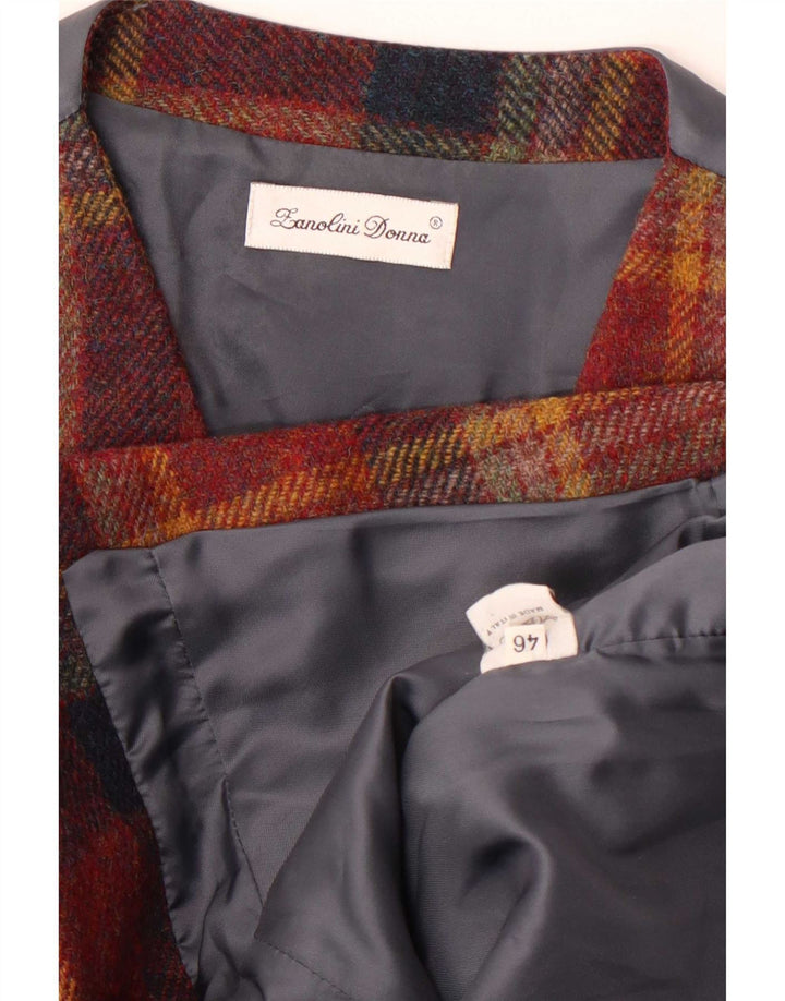 Gilet da donna vintage IT 46 grande scozzese rosso in lana