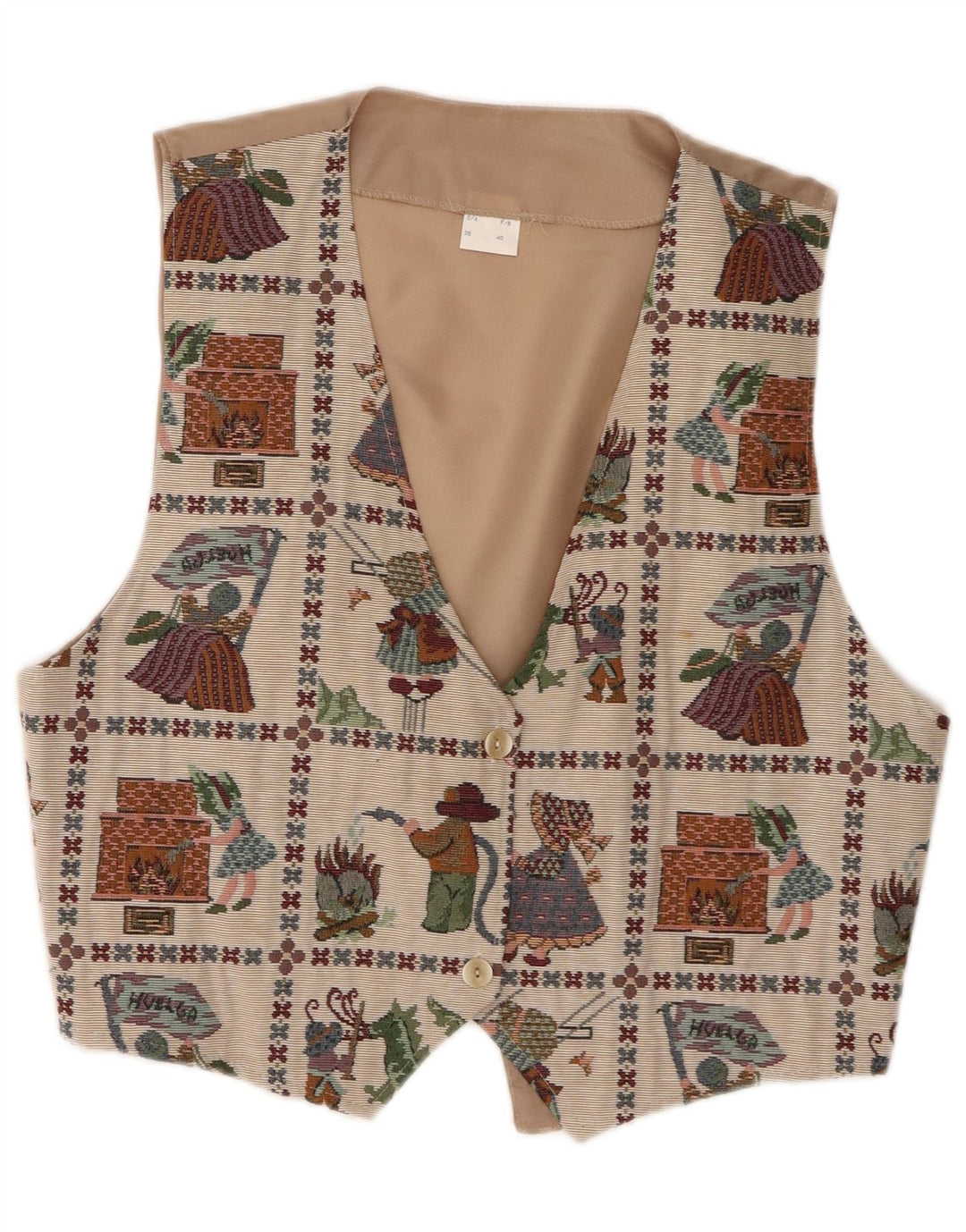 Gilet grafico da donna vintage EU 40 Beige medio