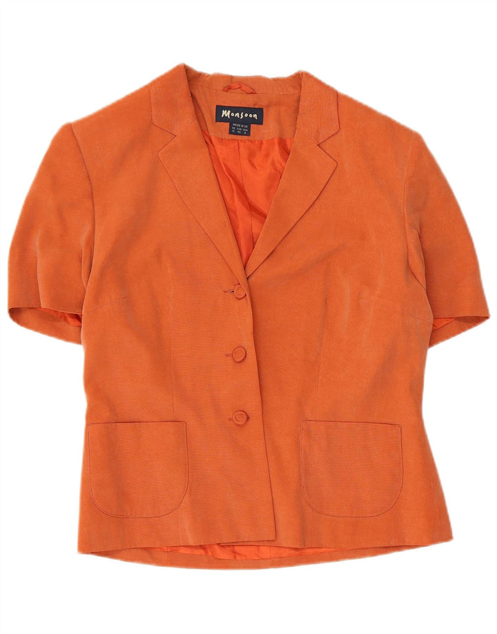 Giacca blazer a maniche corte da donna a 3 bottoni Monsoon UK 12 Arancione medio