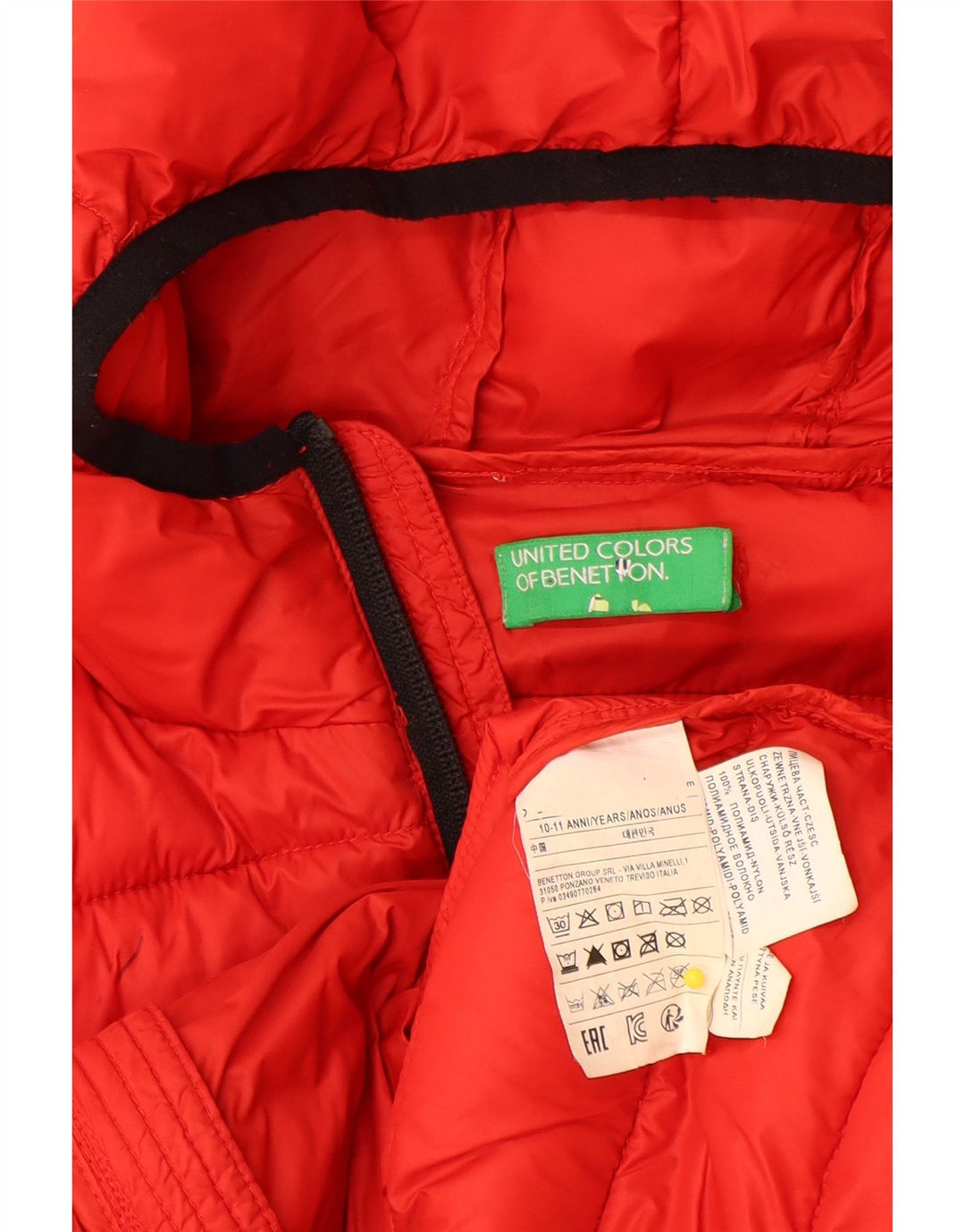 Giubbotto imbottito con cappuccio Benetton Bambino 10-11 anni Rosso Poliammide