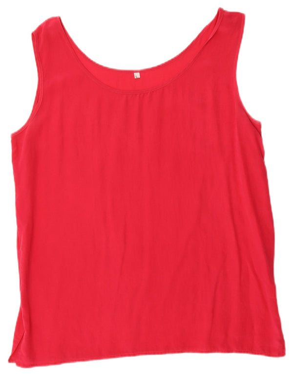 Top camicetta senza maniche vintage da donna UK 16 grande seta rosa