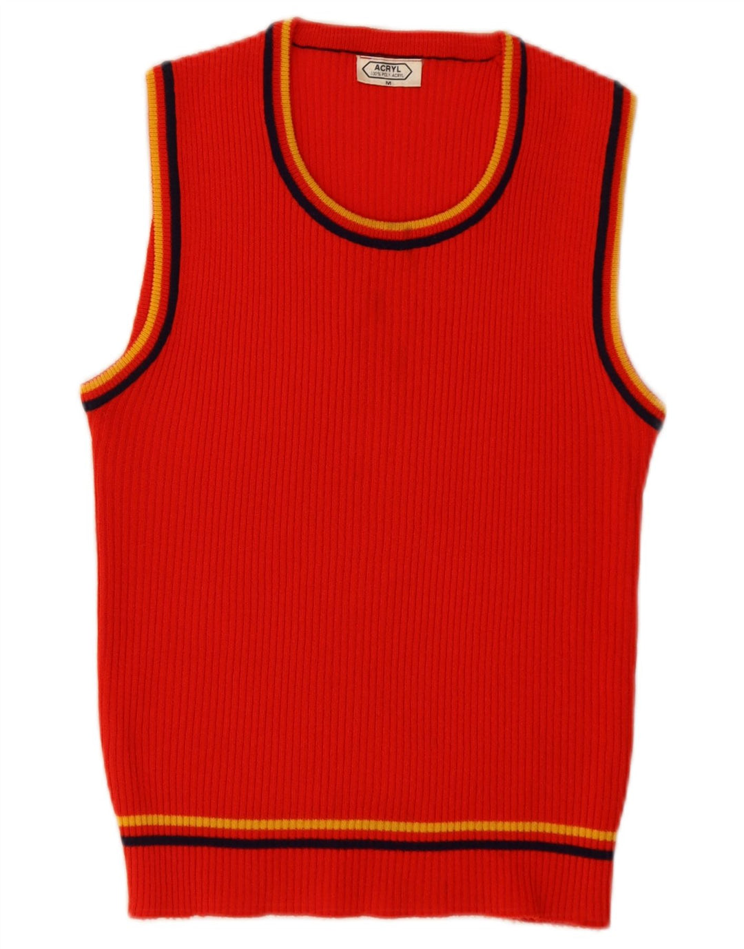 Canottiera vintage da donna UK 12 rosso medio in poliacrilico
