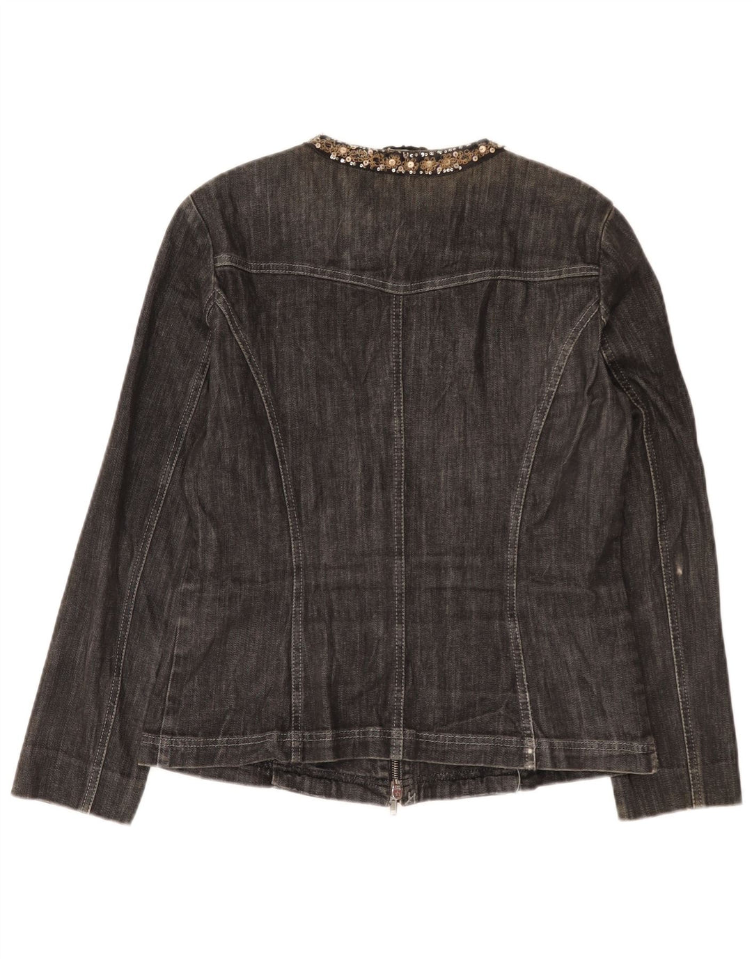 Giacca in denim da donna Marella UK 16 grande cotone grigio