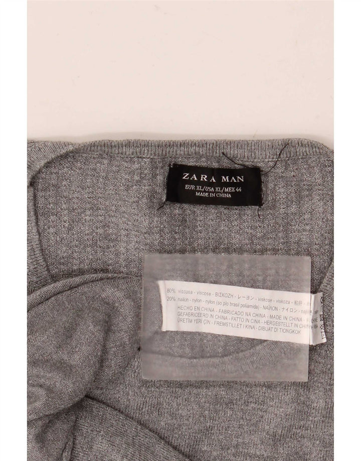 Maglione Zara da uomo girocollo XL in viscosa grigia