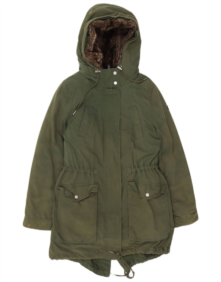 Giacca Parka con cappuccio da donna Tommy Hilfiger UK 14 Cotone verde medio