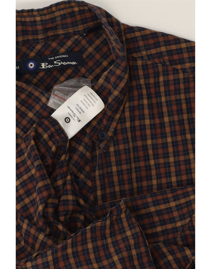 Camicia da uomo BEN SHERMAN in cotone a quadri marrone medio