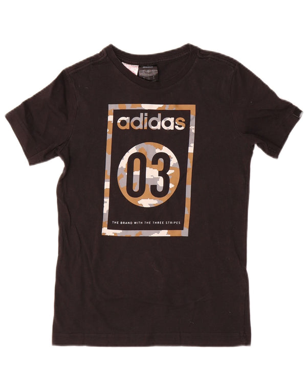 T-shirt grafica Adidas da ragazzo Top 9-10 anni in cotone nero