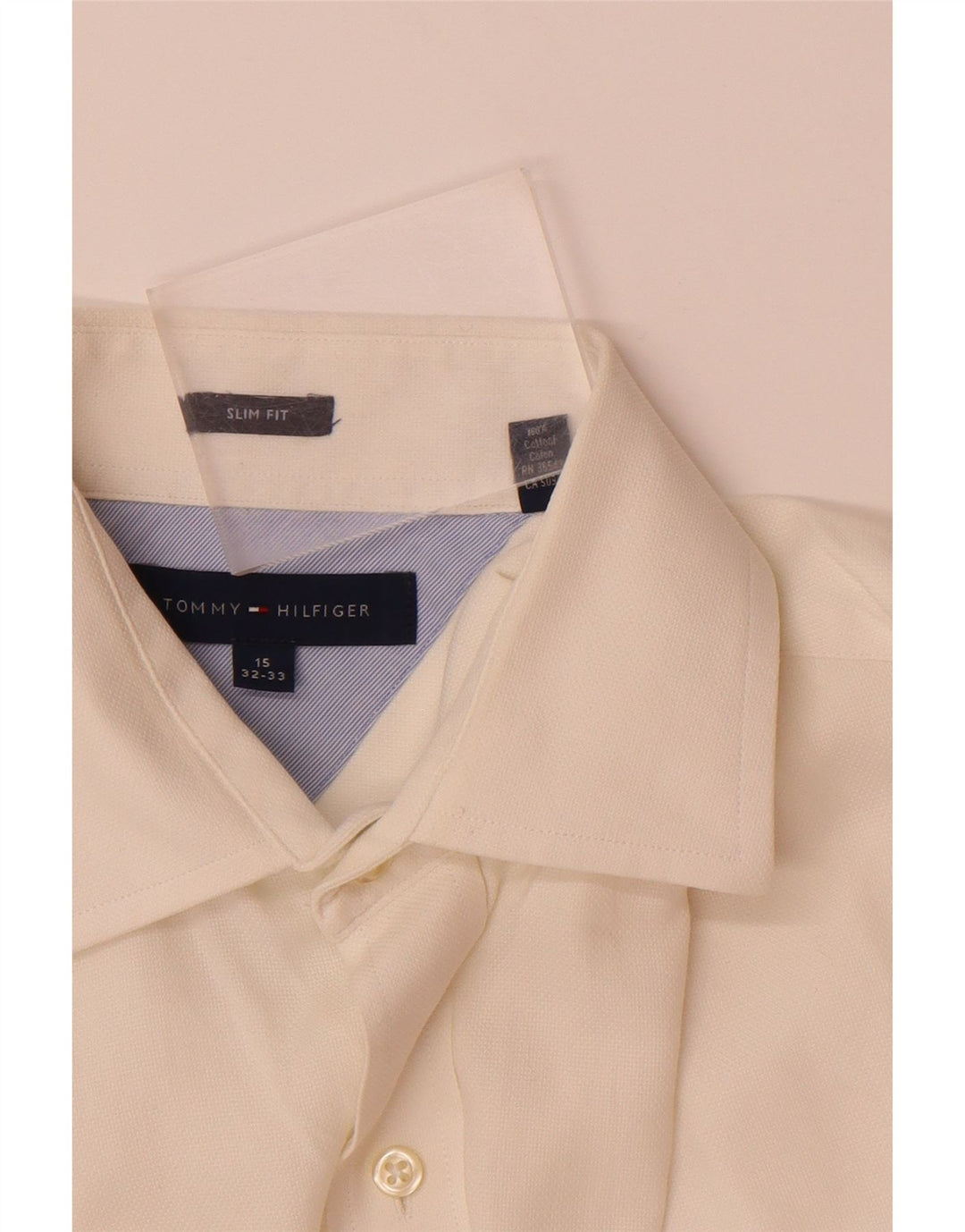 TOMMY HILFIGER Mens Slim Fit Shirt Size 15 Medium White Cotton