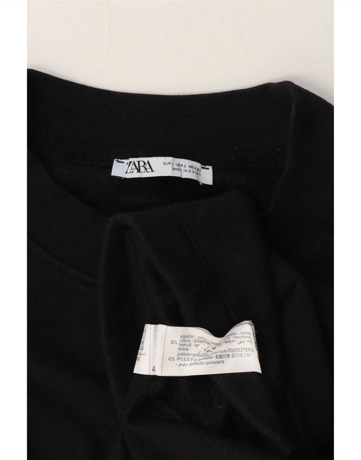 Felpa con grafica Zara da uomo, grande, in cotone nero