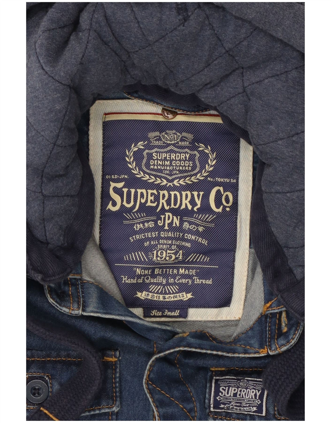 Camicia di jeans con cappuccio da uomo Superdry Small in cotone blu