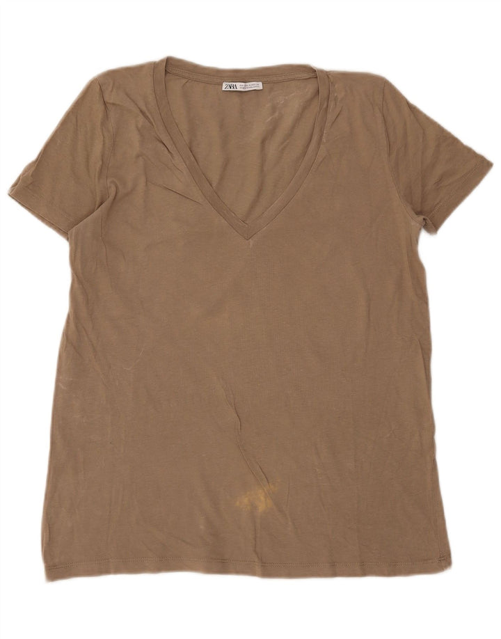T-shirt Zara da donna Top UK 14 Grigio medio