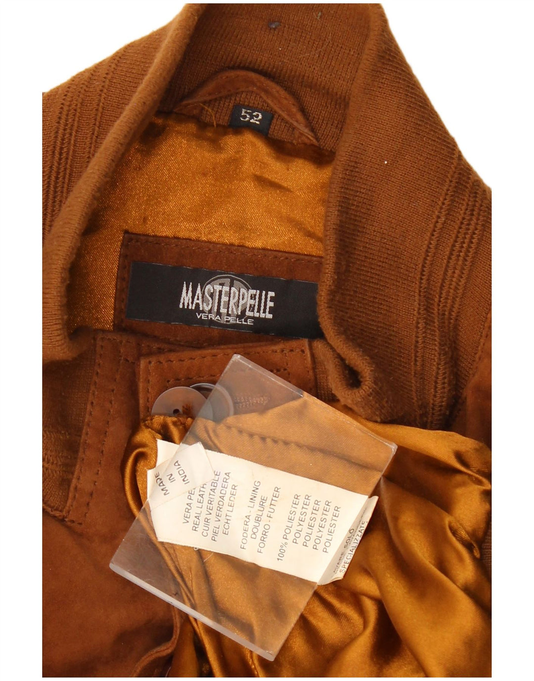 MASTERPELLE Giubbotto Bomber da Uomo in Pelle Scamosciata IT 52 XL Pelle Marrone