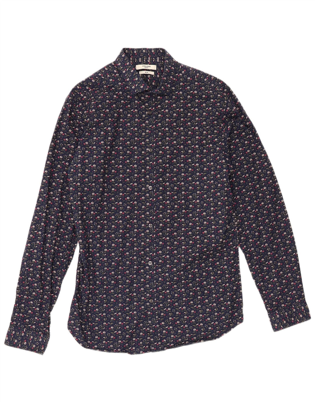 Camicia slim fit da uomo Jack & Jones in cotone floreale blu navy medio