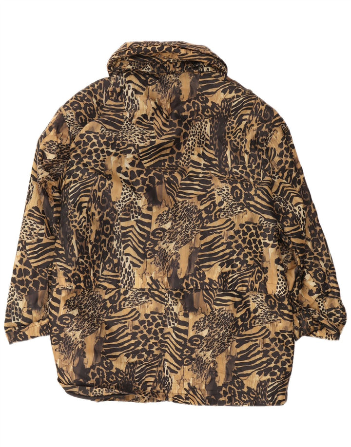 Giacca a vento da donna vintage UK 16 grande stampa animalier marrone