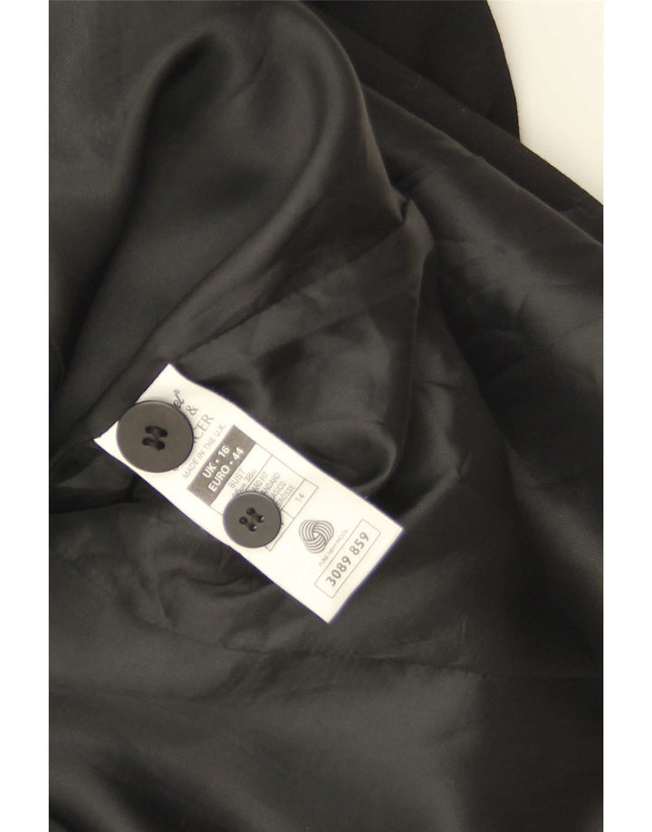Cappotto da donna Marks & Spencer UK 16 Large Black New Wool