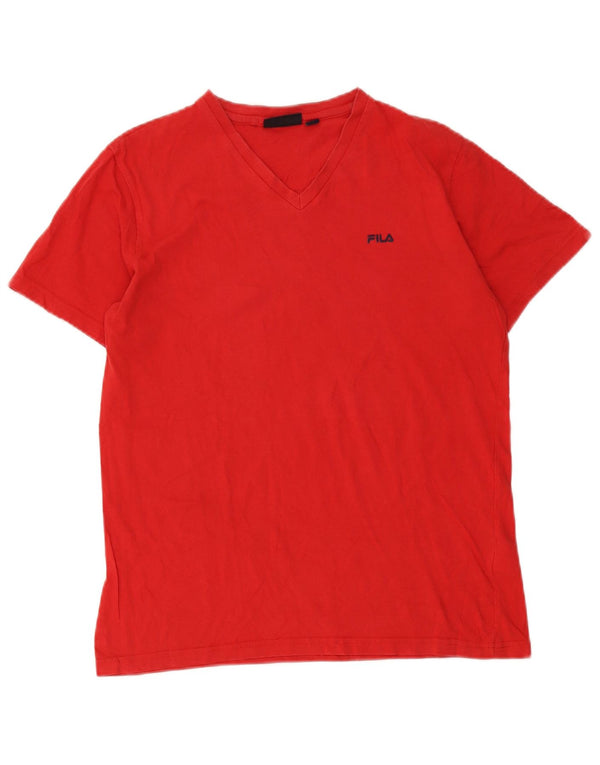 T-shirt da uomo Fila Top in cotone rosso medio