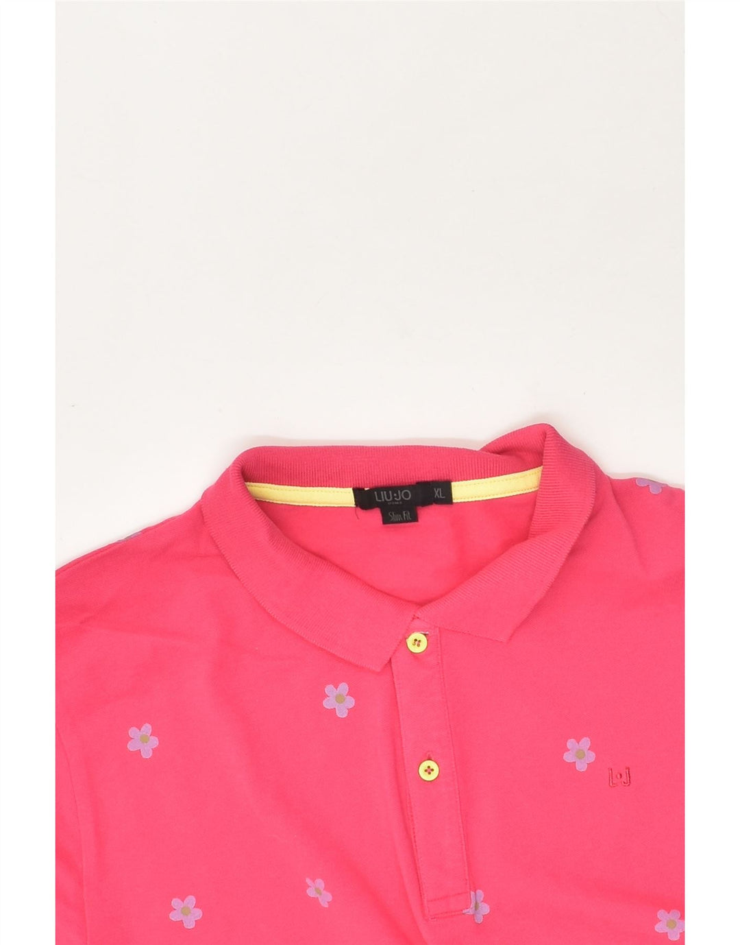 LIU JO Mens Slim Fit Polo Shirt XL Pink Floral Cotton | Vintage Liu Jo | Thrift | Second-Hand Liu Jo | Used Clothing | Messina Hembry 