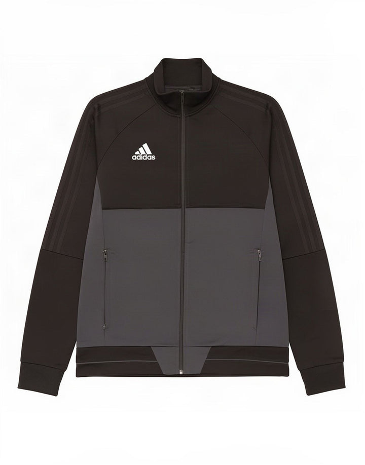 Giacca da ginnastica da uomo Adidas, giacca media, colore nero, in poliestere color block