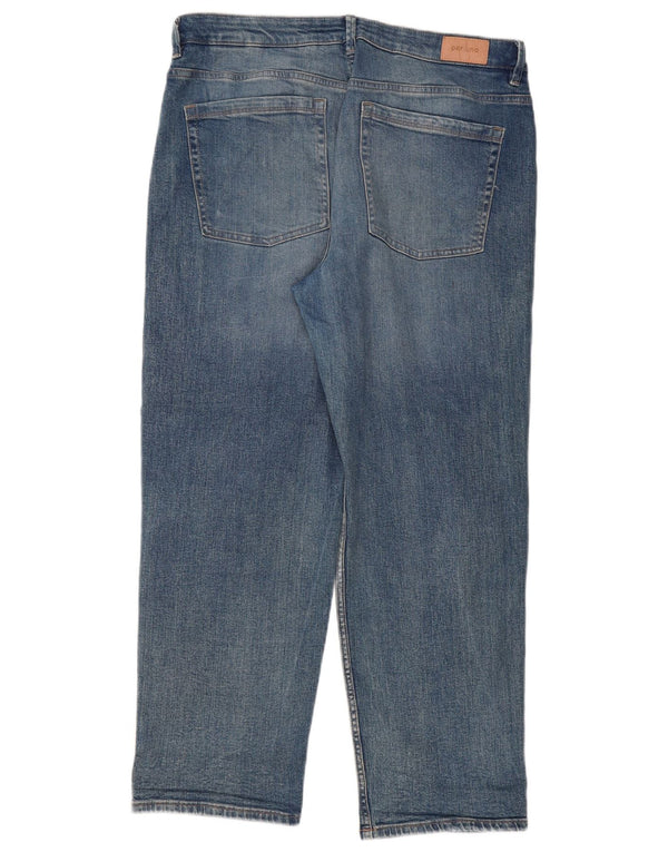 Jeans dritti a vita alta da donna Marks & Spencer UK 16 Large W36 L28 Blu