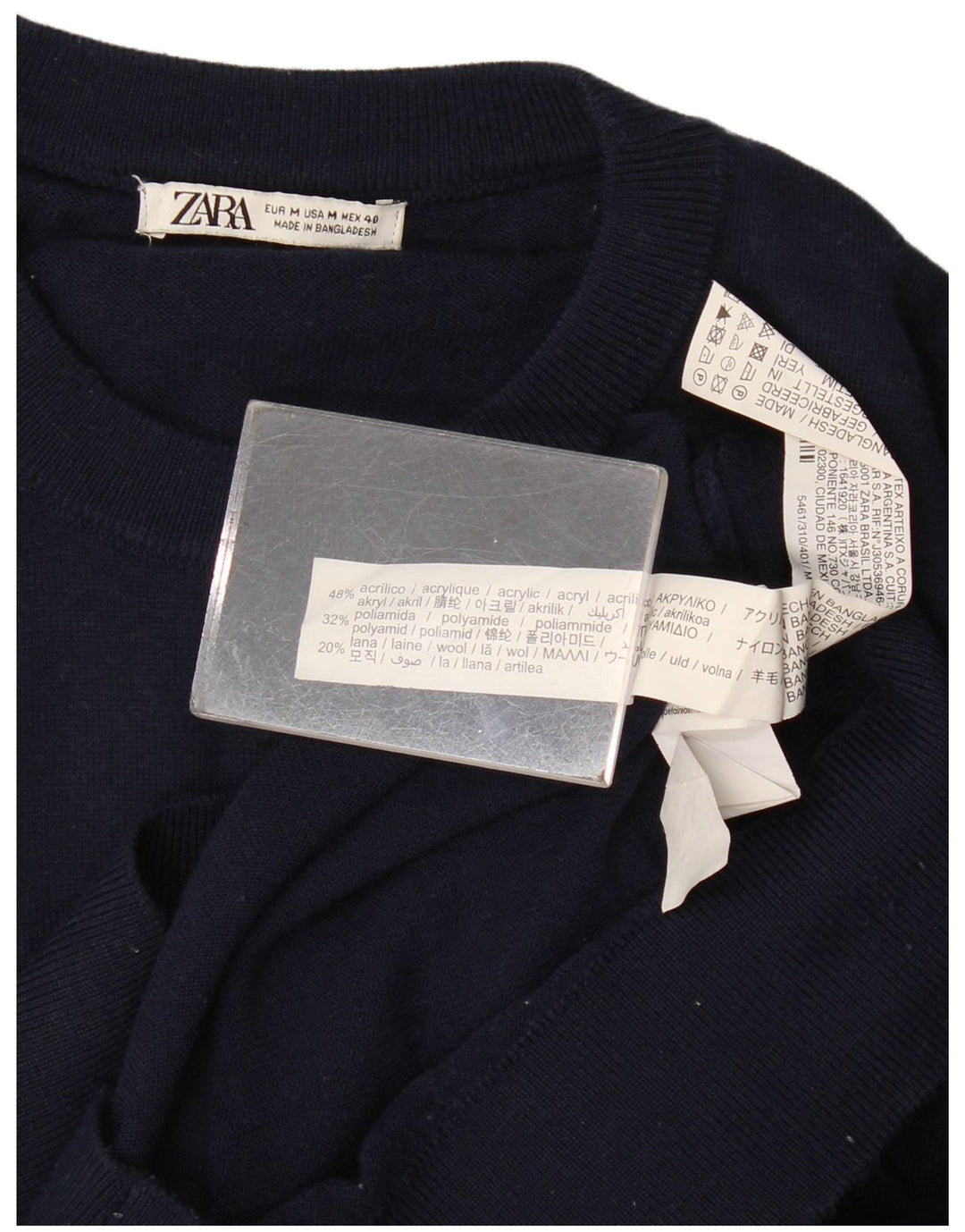 Maglione maglione girocollo da uomo Zara medio blu navy in acrilico