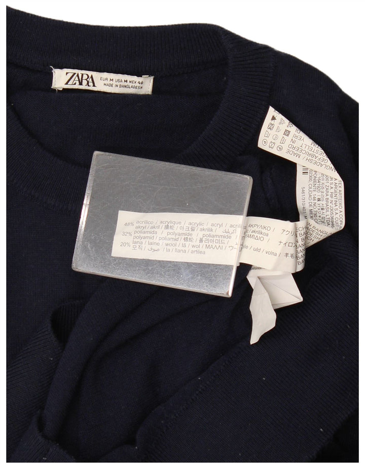 Maglione maglione girocollo da uomo Zara medio blu navy in acrilico