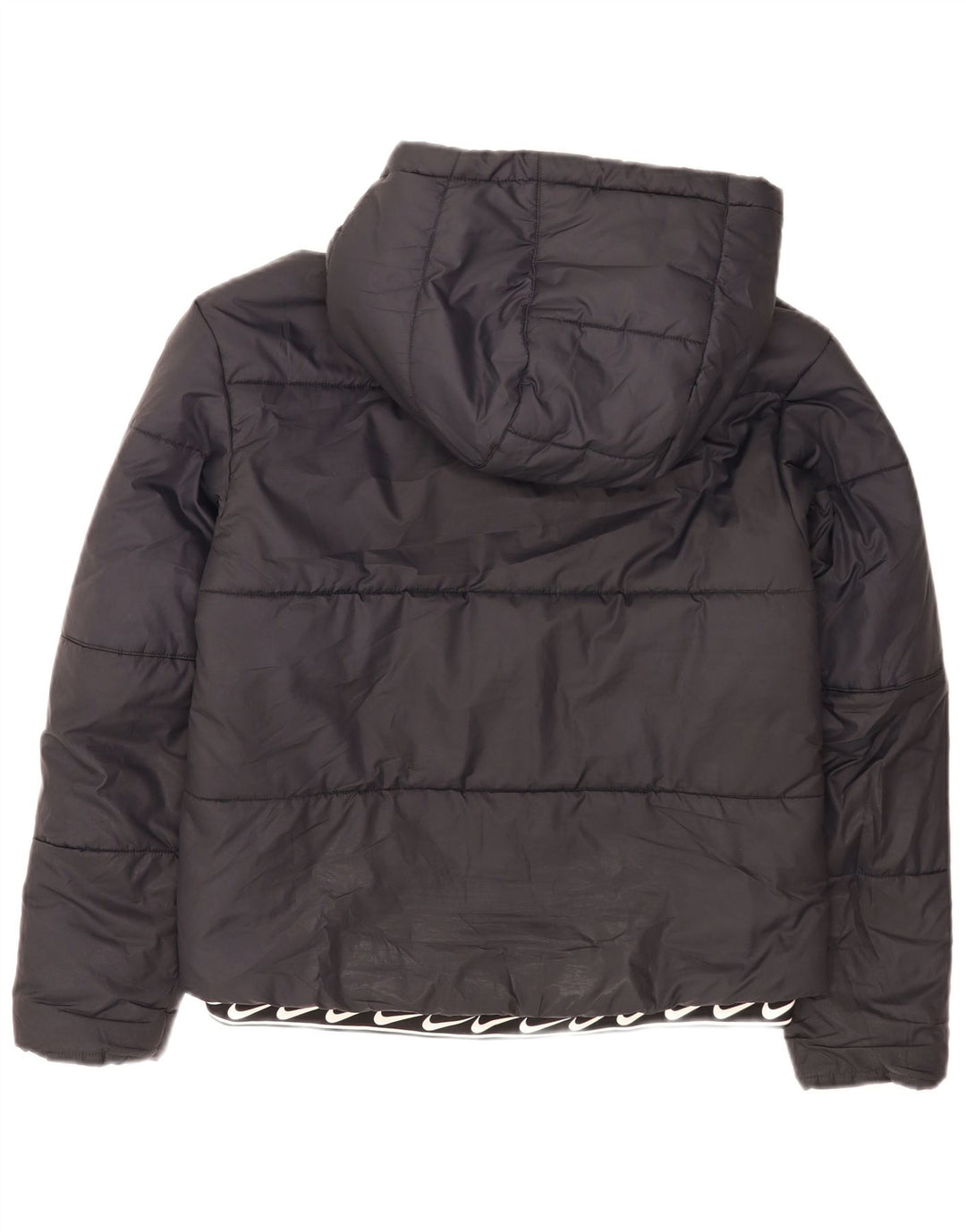 Giacca imbottita con cappuccio grafico Nike da donna UK 10 piccola poliestere nero