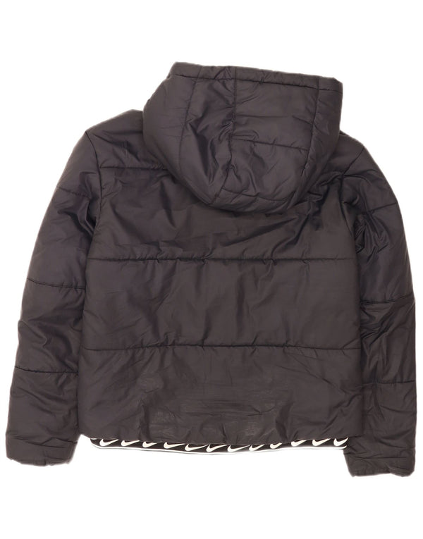 Giacca imbottita con cappuccio grafico Nike da donna UK 10 piccola poliestere nero