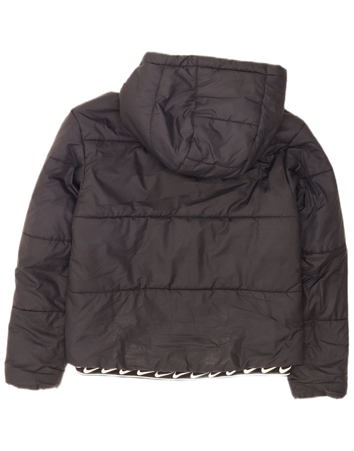 Giacca imbottita con cappuccio grafico Nike da donna UK 10 piccola poliestere nero
